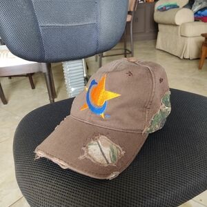 Security Locknut Brown Distressed Cap with Star Logo